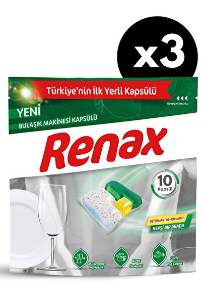 RENAX Bulaşık Makinesi Kapsülü Hepsi Bir Arada 10 Lu X 3 Adet