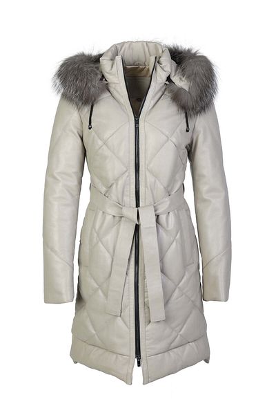 Tamer Tanca Genuine Leather Women's Coat - Powder Color