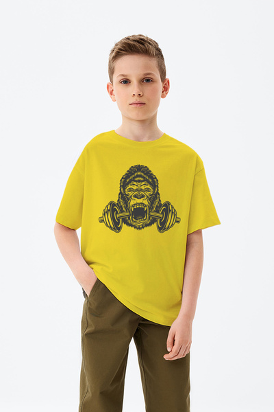 MYADA Tricou pentru băiat cu imprimeu gorilă cu model cu mreană