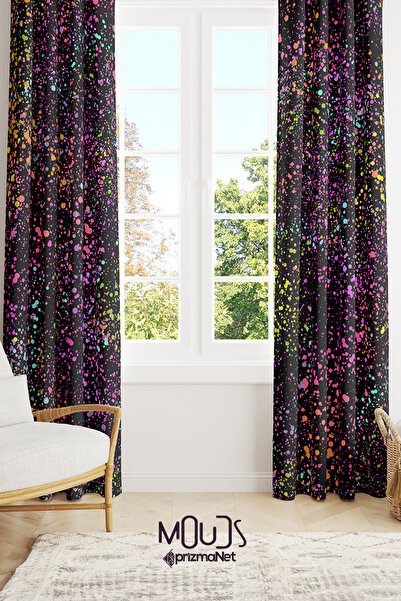 Moud's ستارة خلفية لغرفة المعيشة من جلد الغزال منقوشة باللون الأسود مطبوعة بر...