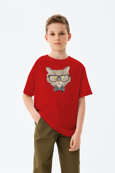 MYADA Γυαλιά παπιγιόν Cat printed T-shirt για αγόρι