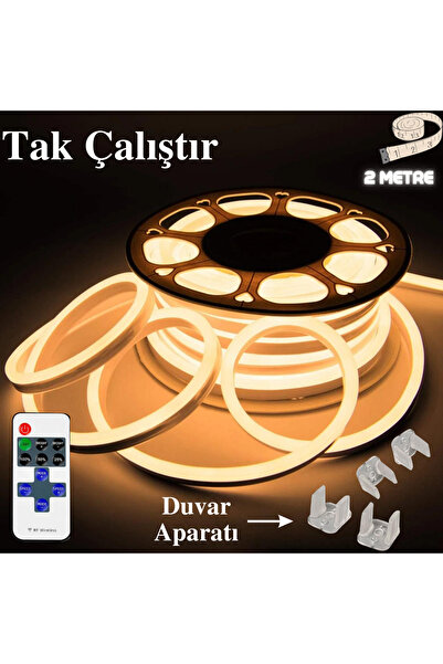 neeko Neon Esnek Şerit Led Tak Çalıştır Kumandalı - Dimmer- Gün Işığı 2 Metre