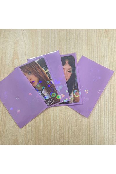 Kpop Dünyasi Purple Background Heart Patterned Card Protector (10 Pieces)