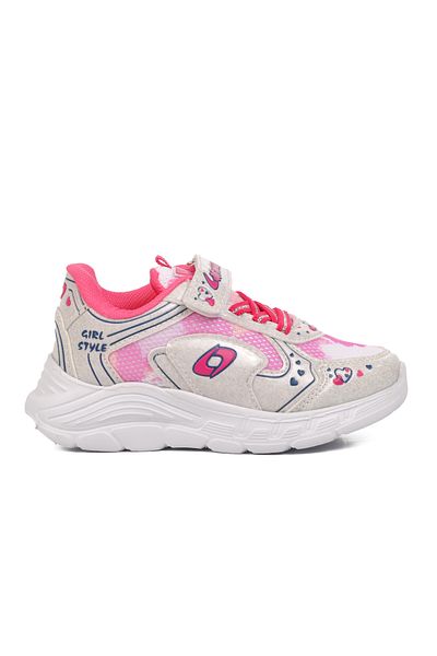 AYAKMOD 732-P Pantofi de fată cu model inimă alb-fucsia