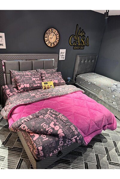 tekstildiyarı Çift Kişilik Welsoft Puffy Uyku Seti (LASTİKLİ ÇARŞAFLI) Mürdüm...