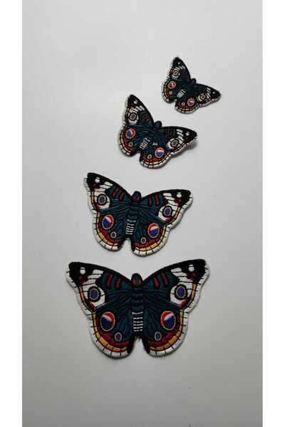 BERKE TUHAFIYE AKSESUAR Nakış İle Hazırlanmış Kelebek Yama Arma Set Dikme 4'l...
