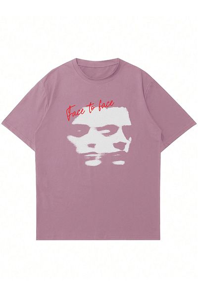 Mad&Calf Μπλουζάκι Unisex Face 2 Face Printed Crew Neck Oversize