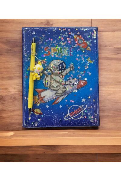 cosmic kırtasiye ORNAMENTAL ALIEN WATERED NOTEBOOK+PEN