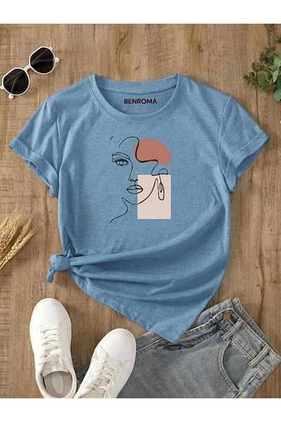 BENROMA 1 tricou este un cadou pentru achiziții de 6 și mai sus în coș - tricou pentru copii cu fața de femeie imprimată