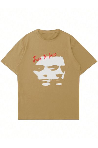 Mad&Calf Μπλουζάκι Unisex Face 2 Face Printed Crew Neck Oversize