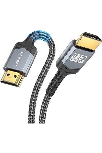 jsaux كابل HDMI طويل 8k UHD 48GBPS عالي السرعة 2.1 كابل ألعاب مجدول 8k 60hz 3 متر