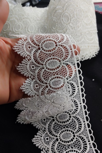 DUAYEN güpür dantel kenar denizci desen krem renk 1 metre