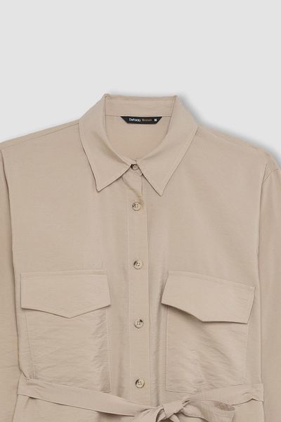 DeFacto Regular Fit Long Sleeve Belted Shirt Tunic B6860AX24SP