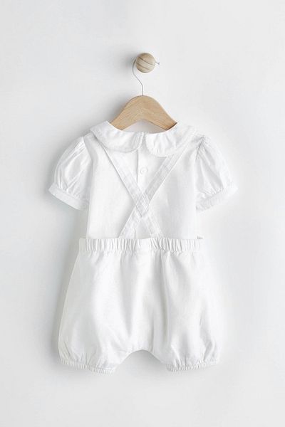 Next Baby طقم قميص أبيض ذكي وسروال قصير - 100% قطن