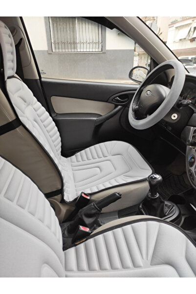 REPLAX 2,li Oto Koltuk Kılıfı Minder Alkantra Kumaş Gri Renk Slikon Direksiyo...