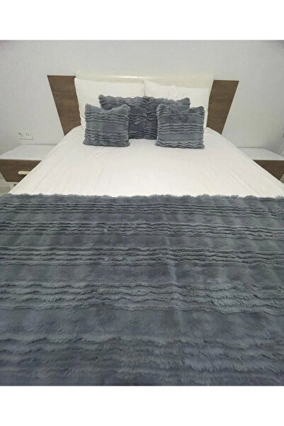 Hayal Home Pelüş yatak runner ve yastık takımı