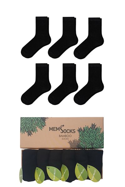 MEM SOCKS Комплект от 6 детски чорапи до глезена от бамбук, в специална кутия