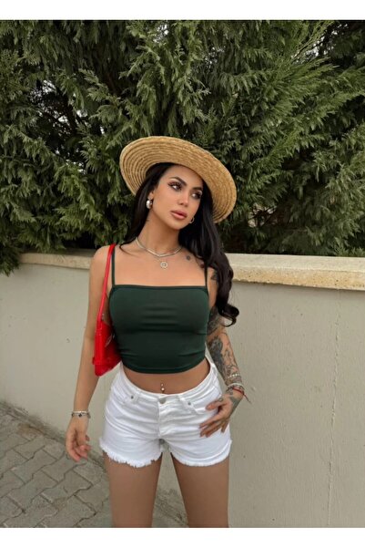 joshua قميص نسائي قصير بحزام من القماش باللون الأخضر