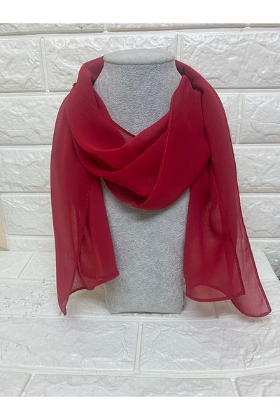 sema aksesuar Long Red Chiffon Plain Scarf - Shawl - 23 April, 29 October, 19 May, 30 August - Event Show