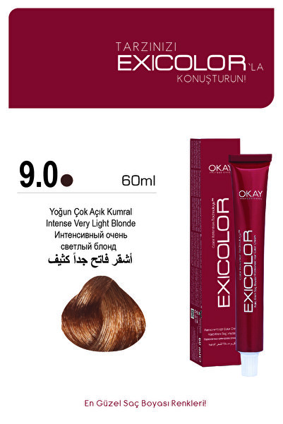 Exicolor 9.0 YOĞUN ÇOK AÇIK KUMRAL Kalıcı Krem Saç Boyası 60ml