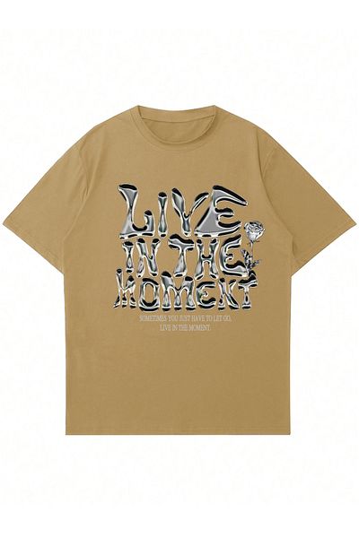 Mad&Calf Μπλουζάκι Unisex Live In The Moment με στάμπα Oversize