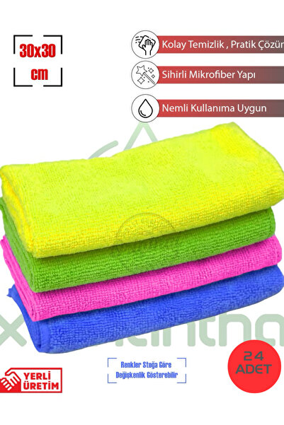XAMANTHA 24 Adet Mikrofiber Bez 30x30 cm, Oto Temizlik Bezi, Mutfak Bezi, Toz...