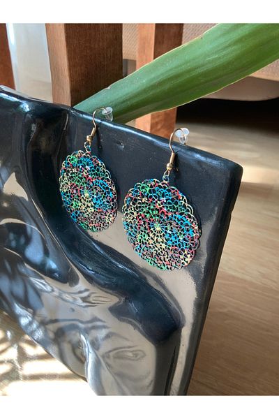 Sfenks. Mandala 2 Steel Earrings