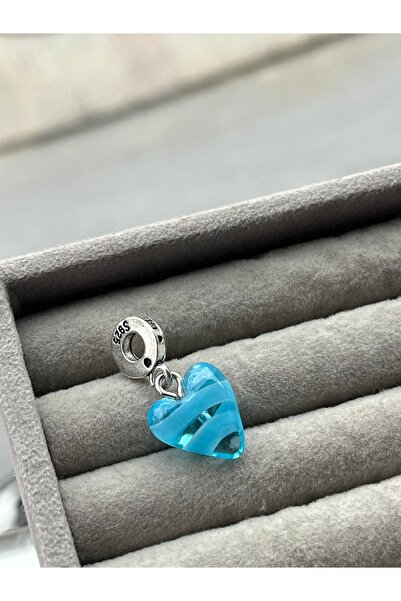 asaf Mavi sallantılı kalp charm | gümüş kaplama