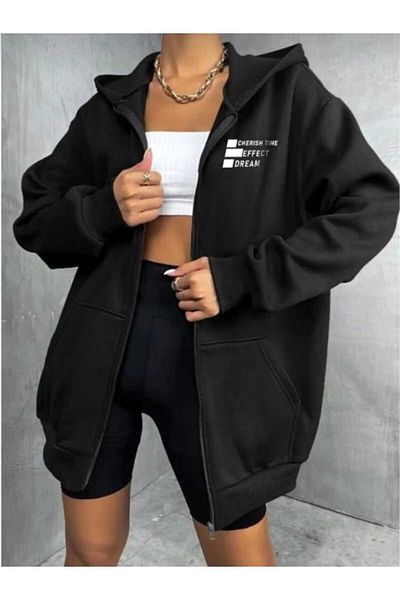 PERISENSE Unisex Women's Men's Cherish Time Printed Oversize Jacket