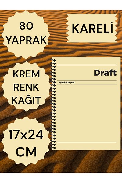 SEYFİKİRTASİYE دفتر ملاحظات بغطاء صلب مقاس 17 × 24 سم، ورق لون كريمي، 80 ورقة