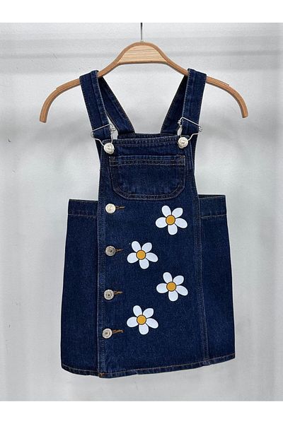 kidsepet Floral Patterned Salopette Dress Girls&Baby