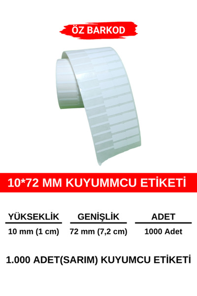 ÖZ BARKOD Kuyumcu Etiketi 10x72mm - 1250 Adet