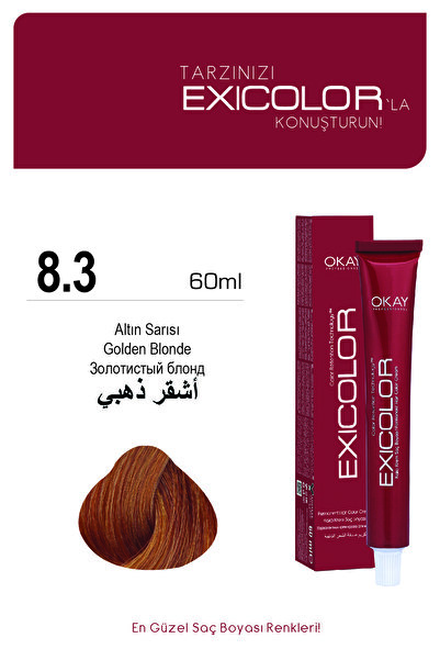 Exicolor 8.3 ALTIN SARISI Kalıcı Krem Saç Boyası 60ml