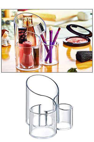 Bev Kitchen Διαφανές οργανωτής μακιγιάζ με 3 θήκες - Οργανωτής καλλυντικών πρ...