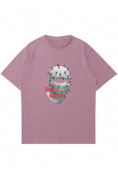 Mad&Calf Μάσκα Unisex Μην ανησυχείτε Μπλουζάκι με στάμπα με λαιμόκοψη