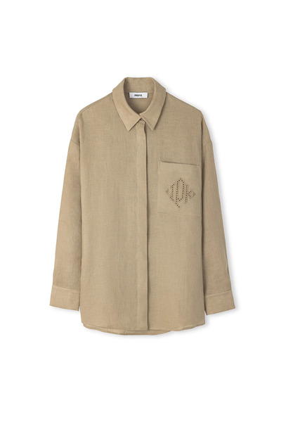 İpekyol Monogram embroidery linen shirt