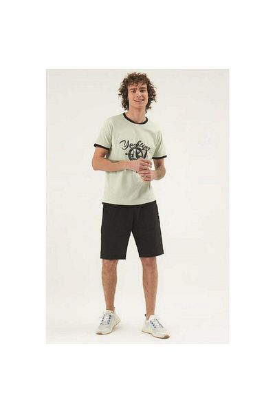 Eros 30375 Green Cotton Round Neck Men's Shorts Set
