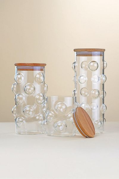 Glore 3-Piece Glass Bubble Spice Rack Set 8x10-18-22cm