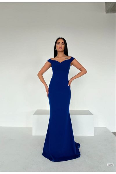 Varyete Sweetheart Collar Low Sleeve Maxi Length Stretchy Crepe Fabric Evening Dress Wedding Engagement Promise Graduation