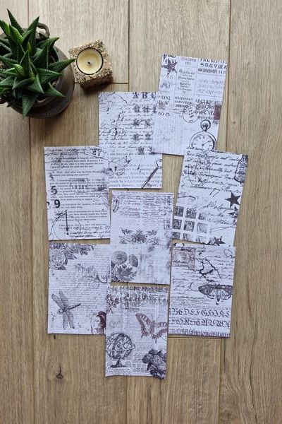 Mona Craftist 8 Adet Siyah Beyaz Yazı Temalı Scrapbook Kağıt Seti Bullet Jour...