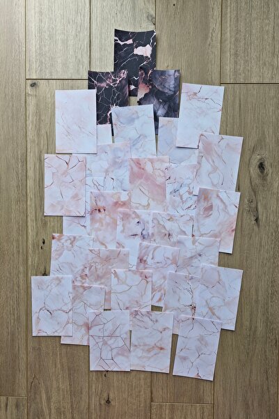 Mona Craftist 30 Adet Pembe Mermer Desen Temalı Scrapbook Kağıt Seti Bullet J...