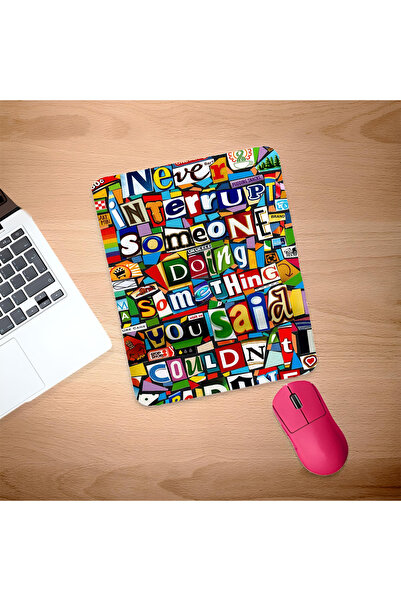 UcuruStore Πολύχρωμες λέξεις Mouse Pad με στήριγμα καρπού
