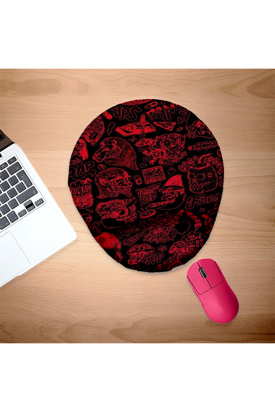 UcuruStore Mouse Pad Red Shapes cu suport pentru încheietura mâinii