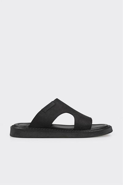 Elle Shoes Black Leather Men's Slippers