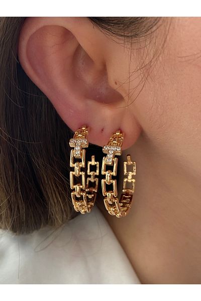 Pinery Jewels Vip Series - Women's Zircon Cubic Zirconia t Ring Brass Plated Earrings Pair