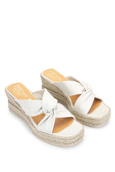 Relax Anatomic Women's Genuine Leather Beige Heeled Slippers