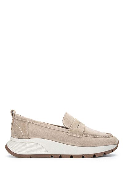 Tamer Tanca Women's Genuine Leather Beige Loafer Shoes