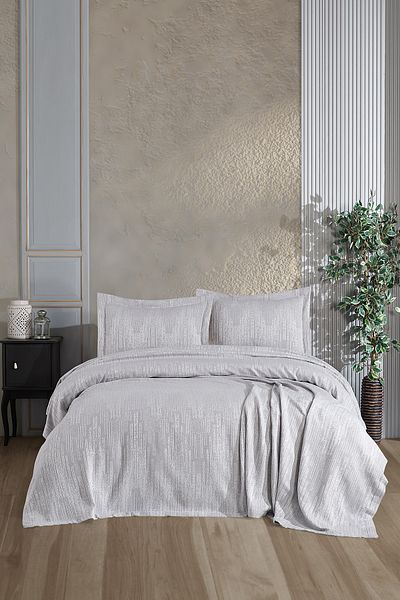 BİRHOME Oscar Gray Double Bedspread and Pike Set