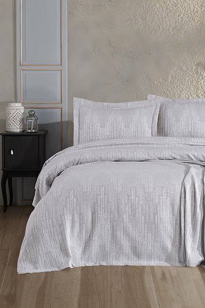 BİRHOME Oscar Gray Double Bedspread and Pike Set