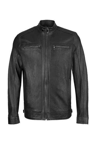 Tamer Tanca Men's Genuine Leather Black Leather Coat
